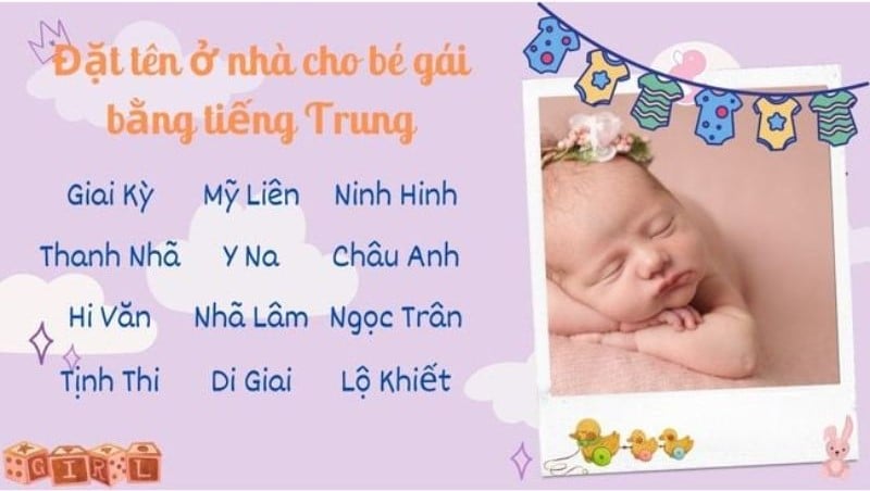 đặt tên ở nhà cho con gái bằng tiếng Trung