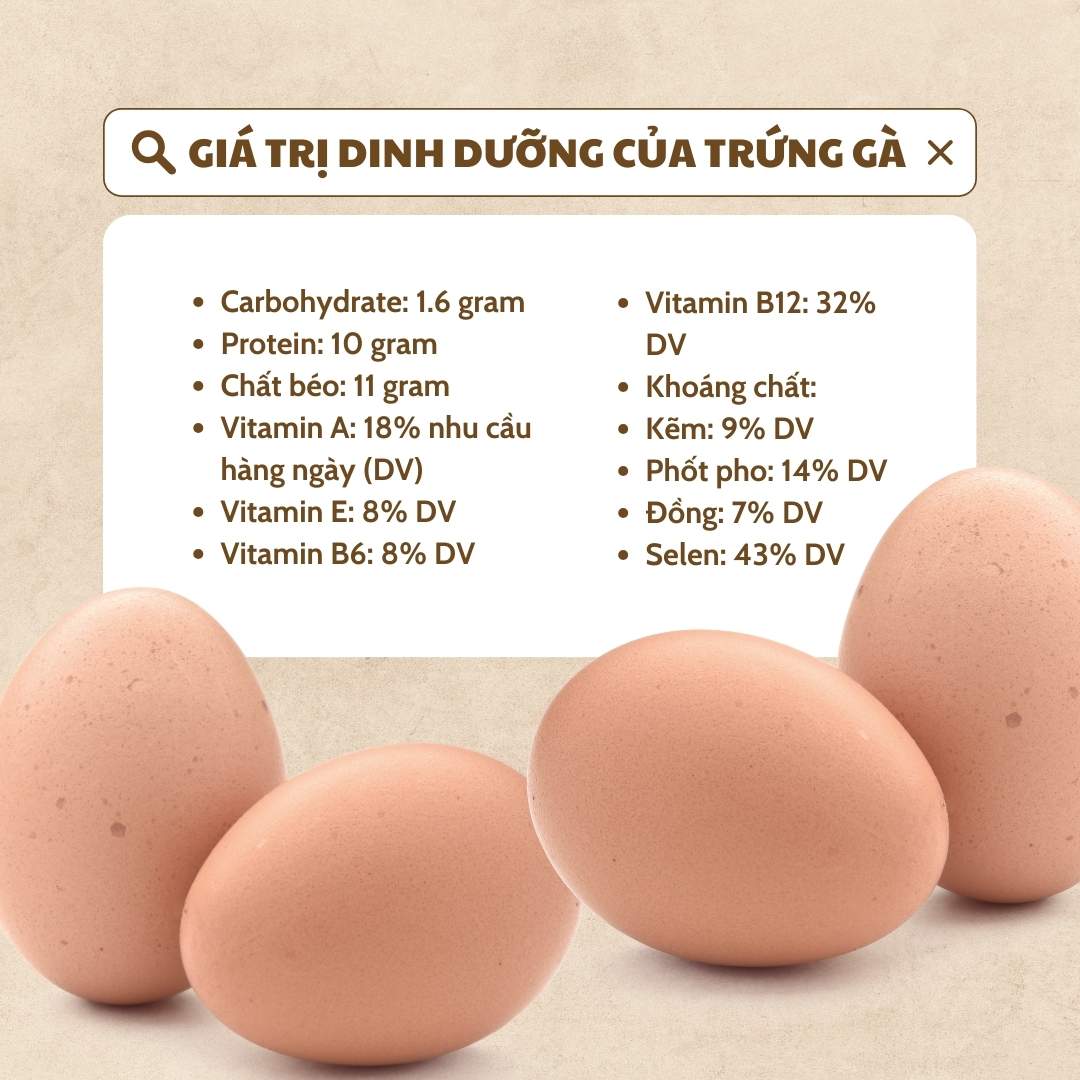 Giá trị dinh dưỡng của quả trứng gà