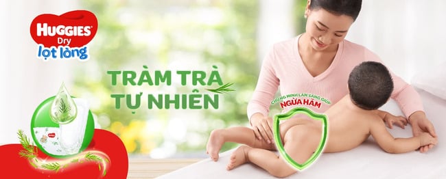 Miếng lót sơ sinh Huggies Dry Tràm Trà Tự Nhiên