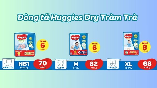 Huggies Dry Tràm Trà: Dòng tã ngăn ngừa hăm cho trẻ sơ sinh