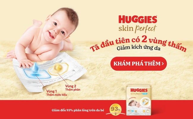 Tã Huggies Skin Perfect 2 vùng thấm