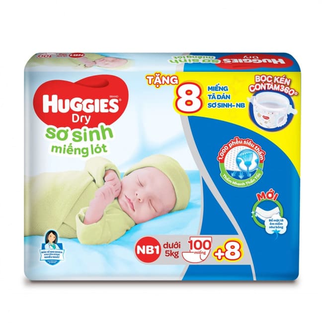 Hướng dẫn mẹ cách sử dụng miếng lót Newborn 1 Huggies Dry Tràm trà tự nhiên