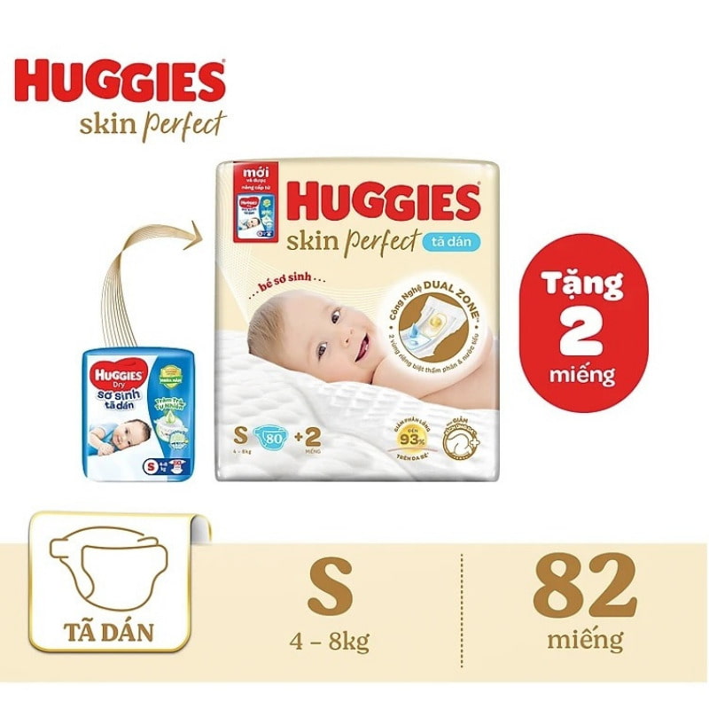 Tã dán sơ sinh Huggies Skin Perfect