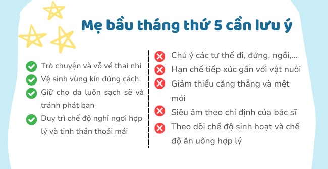 Một số lưu ý khi mang thai 5 tháng mẹ bầu cần biết