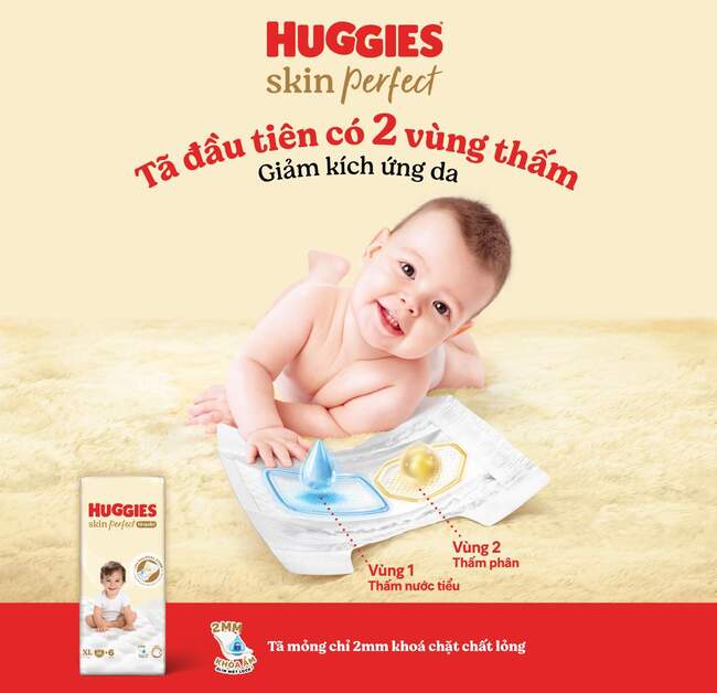 Bỉm quần Huggies Skin Perfect 2 vùng thấm